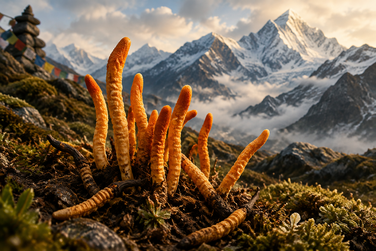 Cordyceps rastúci vo vysokohorskom prostredí Himalájí