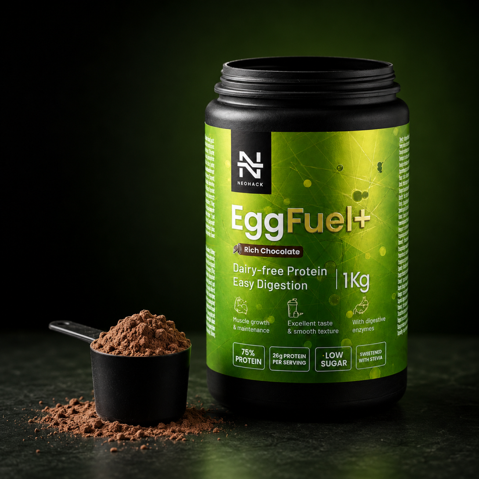 Odmerka vaječného proteínu EggFuel+ bez mliečnej bielkoviny