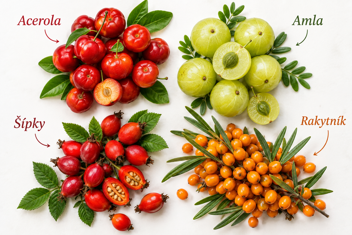 Prírodné zdroje vitamínu C – acerola, amla, šípky a rakytník