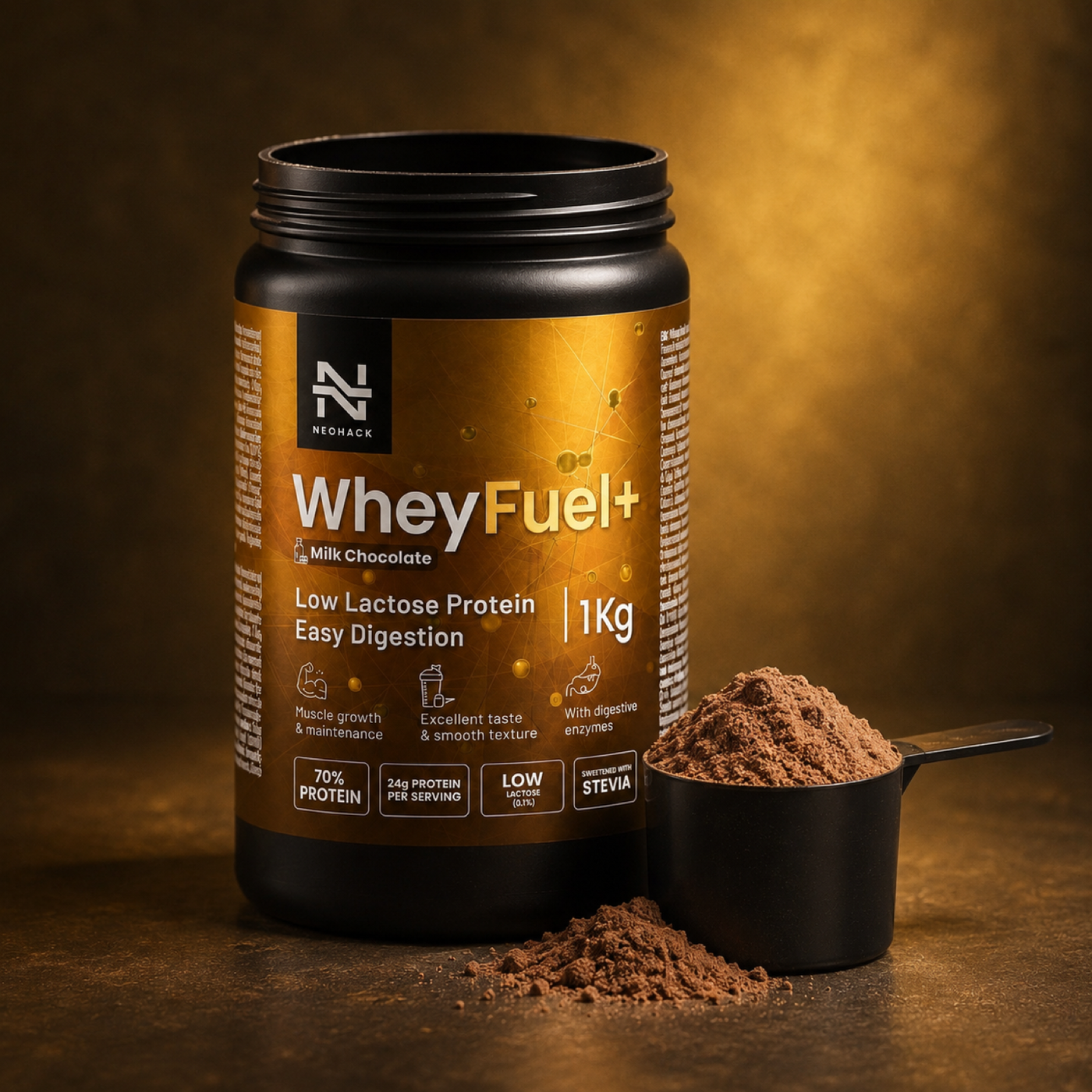 Odmerka srvátkového proteínu WheyFuel+ s nízkym obsahom laktózy