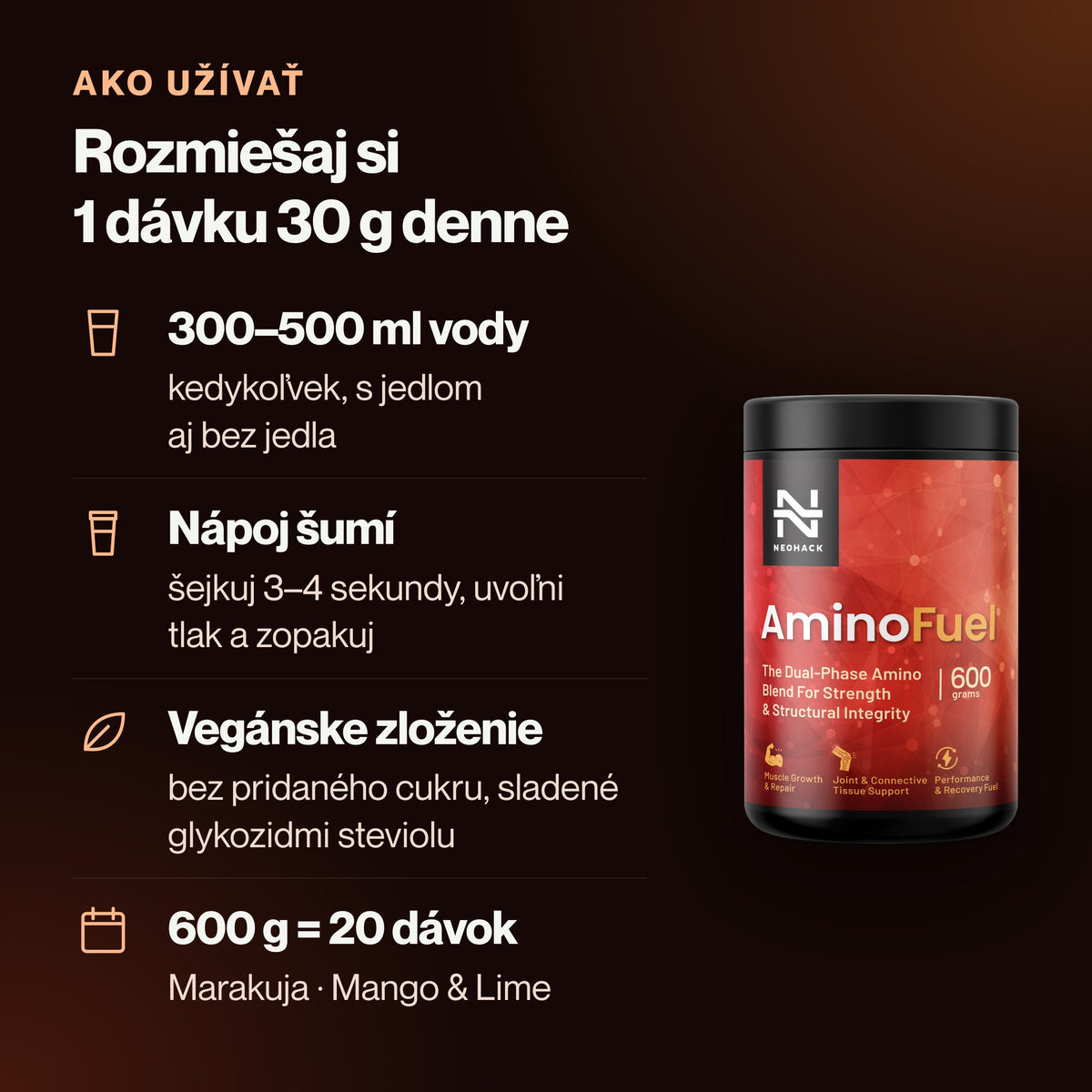 AminoFuel – Rozmiešaj si 1 dávku 30 g denne