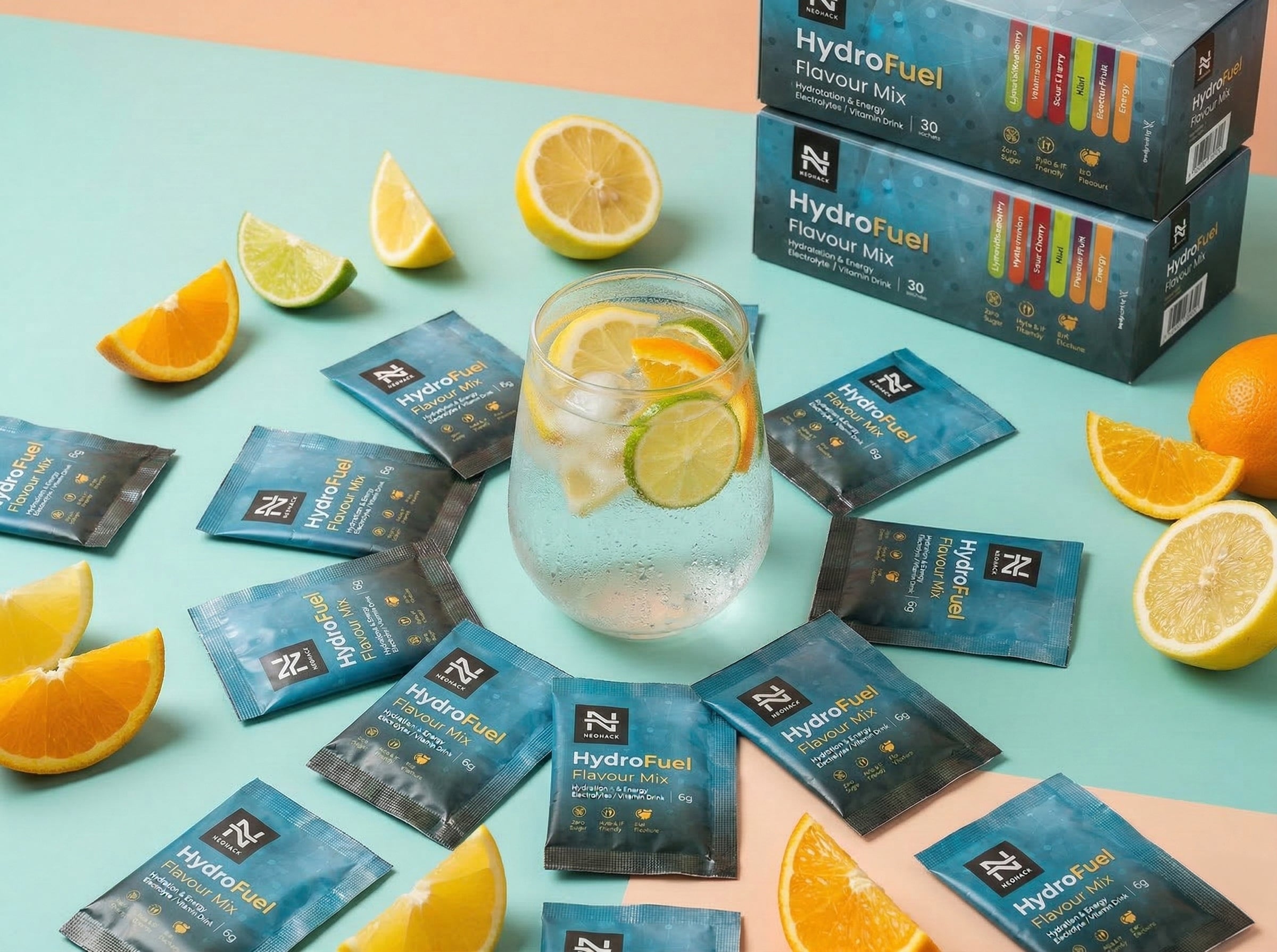 HydroFuel Elektrolytový nápoj – Mix príchutí (30 sáčkov, 6 príchutí)