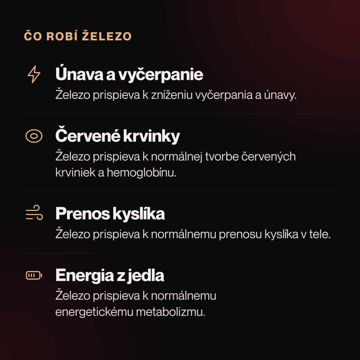 Čo robí železo – únava a vyčerpanie, červené krvinky, prenos kyslíka, energia z jedla