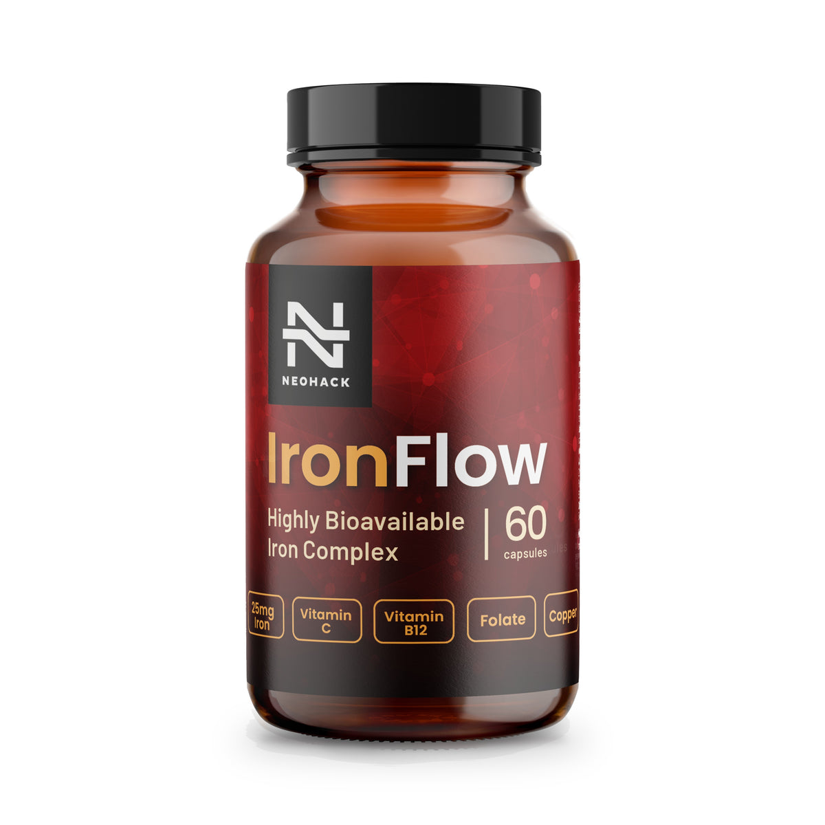 IronFlow NEOHACK – dóza 60 kapsúl na bielom pozadí
