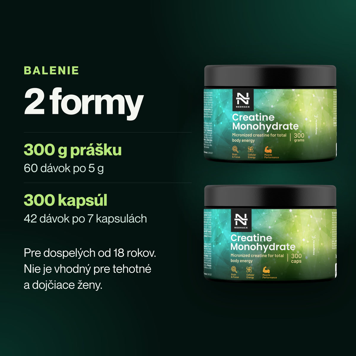 Kreatin – Balenie: 2 formy
