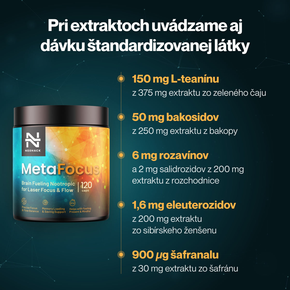 MetaFocus – Pri extraktoch uvádzame aj dávku štandardizovanej látky