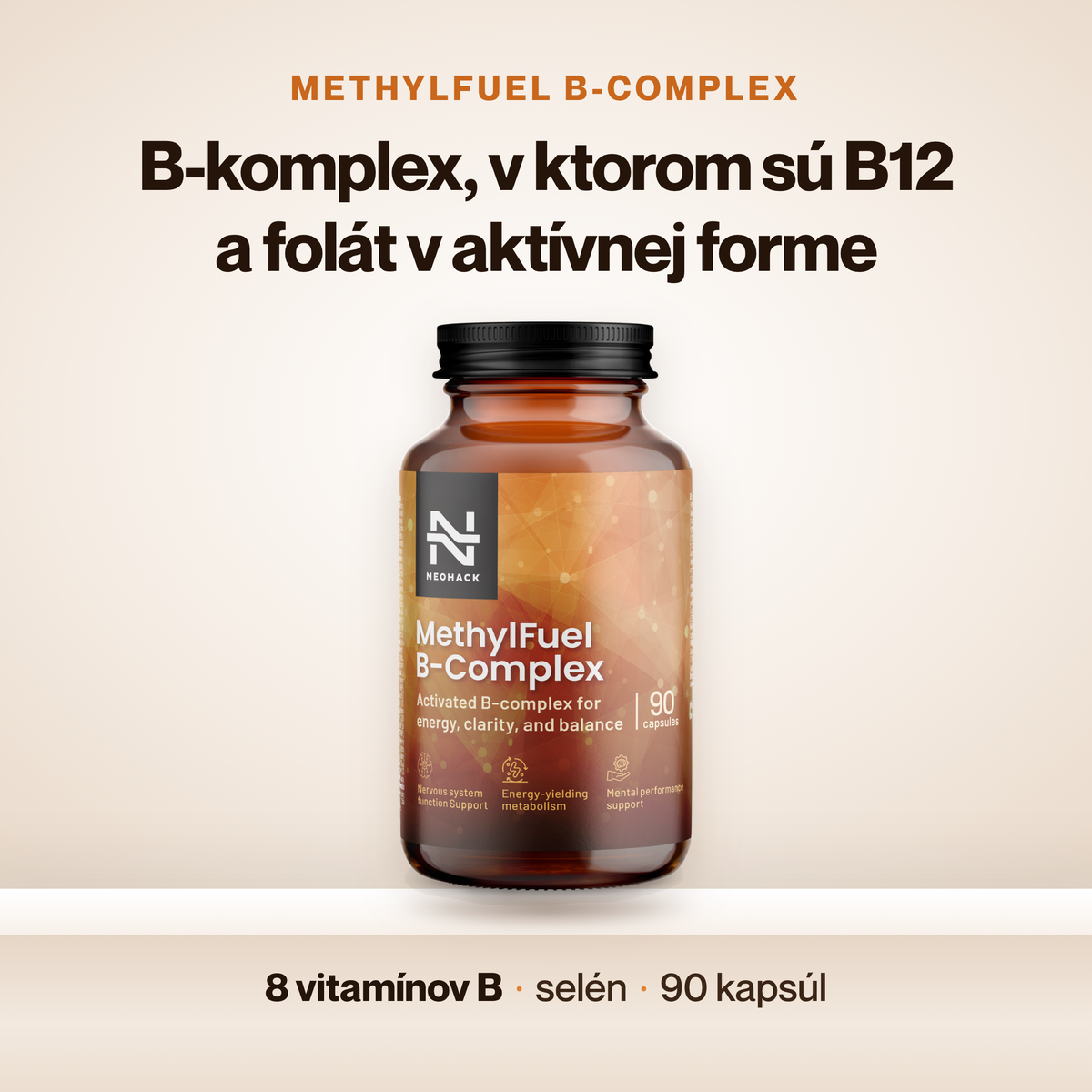 MethylFuel B-Complex – B12 a folát v aktívnej forme, 8 vitamínov B a selén