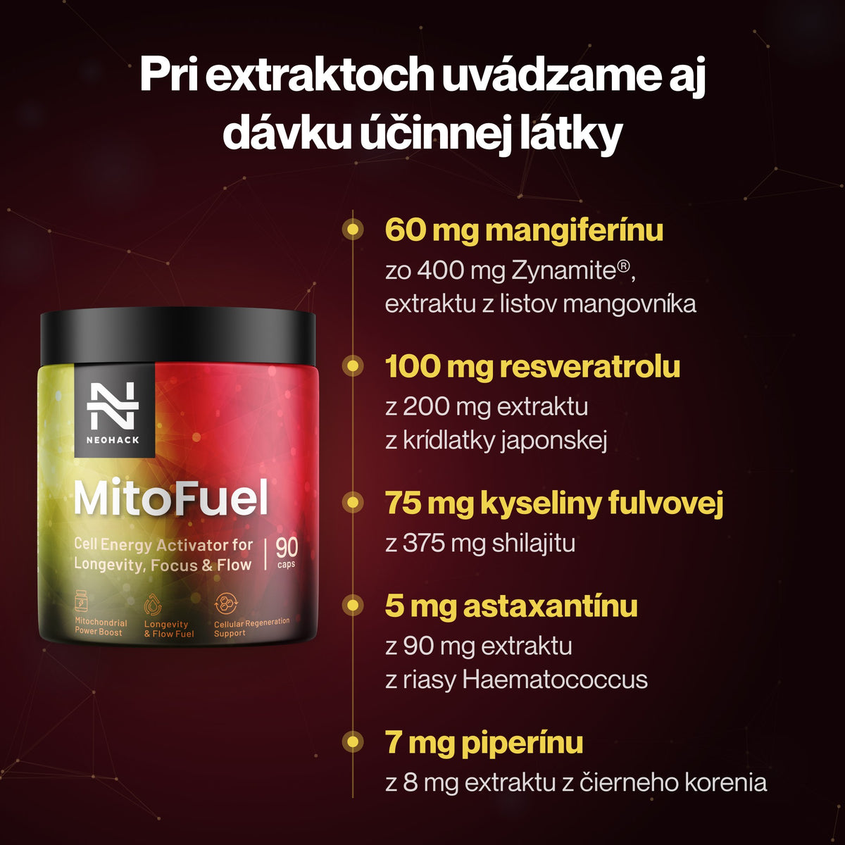 MitoFuel – Pri extraktoch uvádzame aj dávku účinnej látky