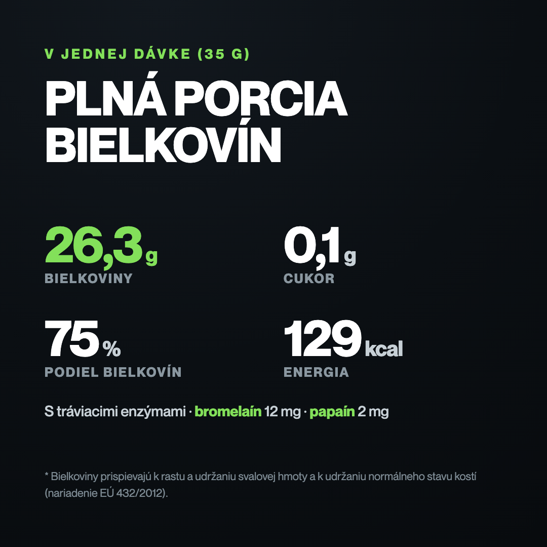 EggFuel+ výživové hodnoty v jednej dávke - 26,3 g bielkovín, 0,1 g cukru