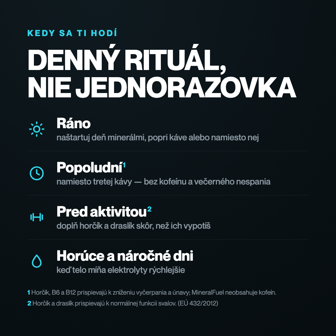MineralFuel – kedy sa ti hodí: ráno, popoludní, pred aktivitou