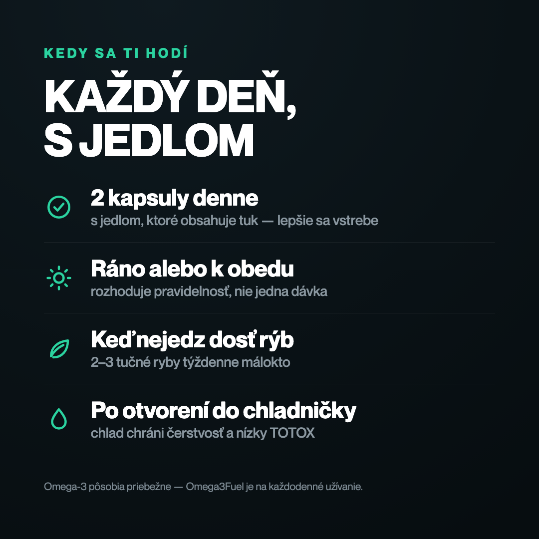 Omega3Fuel – kedy sa ti hodí: 2 kapsuly denne s jedlom